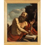 Giovanni Francesco Barbieri Guercino (cerchia di) (Cento 1591-Bologne 1666), Saint Jérôme dans le désert