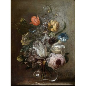 Peter van Kessel (attribuito a) (Anversa 1635-Ratzeburg 1668), Bukiet kwiatów w kryształowym wazonie