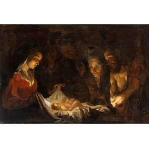 Matthias Stom (Stomer) (attribuito a) (Amersfoort ? 1600 ca.-Sicilia post 1652), Adoration des bergers