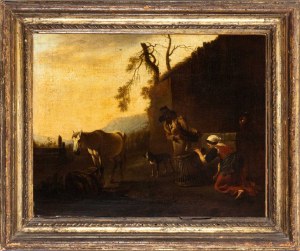 Pieter van Laer Il Bamboccio (ambito di) (Haarlem 1599-Haarlem 1642), Krajina se zemědělci při práci