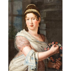 Artista francese, XIX secolo, Portrait d'une dame en fleur