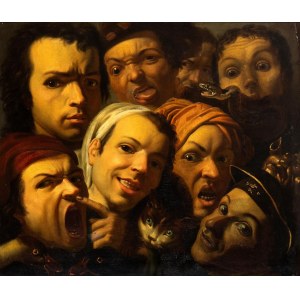 Artista napoletano, XVIII secolo, Study of character heads (The Deadly Sins)