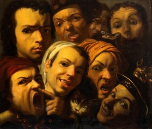 Artista napoletano, XVIII secolo, Studie hlav postav (Smrtelné hříchy)