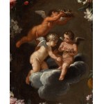 Filippo Lauri (attribuito a) - Mario Nuzzi Mario de' Fiori (attribuito a) (Roma 1603-Roma 1673, Roma 1623-Roma 1694), Guirlande de fleurs avec putti