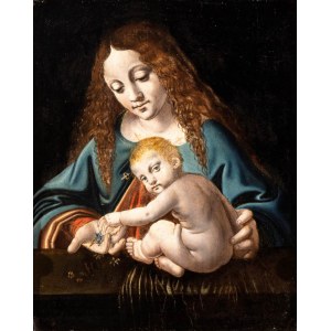 Cerchia di Leonardo da Vinci (Ambrogio de' Predis ?), Vierge à l'Enfant (Madonna dei Fiori)