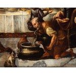 Luca Giordano (attribuito a) (Neapel 1634-1705), a) Abendmahl im Haus des Pharisäers; b) Die Hochzeit zu Kanaan. Gemälde-Paar