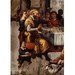 Luca Giordano (attribuito a) (Napoli 1634-1705), a) Cena in casa del fariseo; b) Le nozze di Canaan. Coppia di dipinti