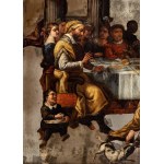 Luca Giordano (attribuito a) (Napoli 1634-1705), a) Supper in the House of the Pharisee; b) The Wedding at Canaan. Pair of paintings