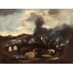Ciriaco Parmigiani (attribuito a) (Piacenza 1641-Piacenza 1704), a) Battaglia di cavalleria in campo aperto; b) Battaglia di cavalleria presso un ponte. Coppia di dipinti
