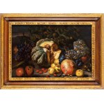 Giovanni Paolo Castelli Lo Spadino (attribuito a) (Roma 1659-Roma 1730), Stillleben mit Melone, Granatäpfeln, Äpfeln und Trauben