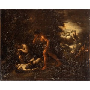 Artista attivo a Napoli, XVII secolo, Il corpo di Abele ritrovato da Adamo ed Eva