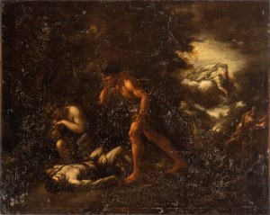 Artista attivo a Napoli, XVII secolo, Ábelovo telo nájdené Adamom a Evou