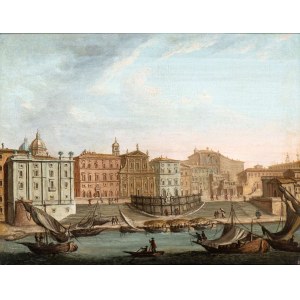 Artista attivo a Roma, XVIII secolo, Blick auf den Hafen von Ripetta