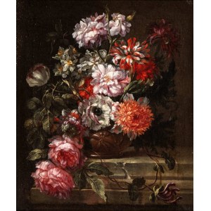 Gaspar Peeter Verbruggen Il Giovane (Antwerp 1644-Antwerp 1730), Bouquet of flowers in a metal vase
