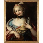 Artista veneto, fine XVIII - inizio XIX secolo, Ritratto di signora con maschera in mano