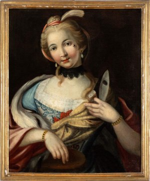 Artista veneto, fine XVIII - inizio XIX secolo, Portrét dámy s maskou v ruce