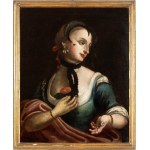 Artista veneto, fine XVIII - inizio XIX secolo, Portret damy trzymającej różę