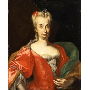 Scuola napoletana, XVIII secolo, Porträt einer Dame im roten Kleid