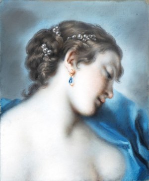 Artista veneto, fine XVIII - inizio XIX secolo, Portrait of a lady with a sapphire earring