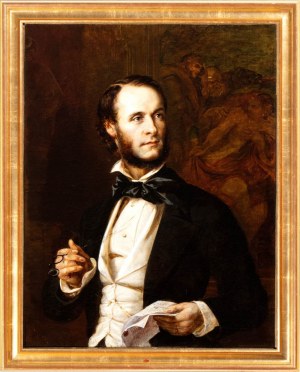 Phoebus Levin (1836-1908), Ritratto di gentiluomo con lettera e occhiali da vista
