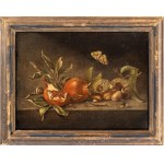 Artista attivo a Roma, XVII secolo, Nature morte aux châtaignes, grenades et papillon