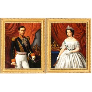 Maria Spanò (Napoli 1843-Napoli 1880), a) Portrait of Franz Bourbon II; b) Portrait of Maria Sophie of Bavaria. Pair of paintings