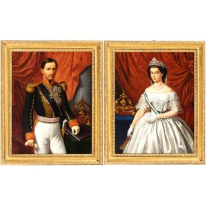 Maria Spanò (Neapel 1843 - Neapel 1880), a) Porträt von Franz Bourbon II.; b) Porträt von Maria Sophie von Bayern. Gemälde-Paar