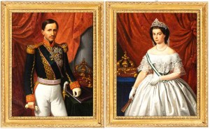 Maria Spanò (Napoli 1843-Napoli 1880), a) Portrait of Franz Bourbon II; b) Portrait of Maria Sophie of Bavaria. Pair of paintings