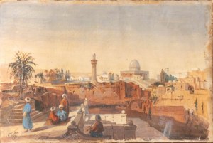 Artista italiano, XIX secolo, View of Jerusalem with the mosque of Omar