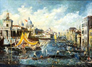 Scuola veneziana, View of the Canal Grande with Punta della Dogana and the Church of Santa Maria della Salute