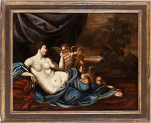 Artista emiliano, XVIII secolo, Venere e amorini in un paesaggio