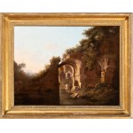 Alexander Nasmyth (attribuito a) (Grassmarket 1758-Edynburg 1840), Pejzaż z ruinami i postaciami