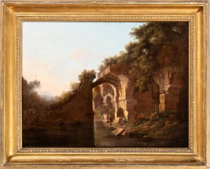 Alexander Nasmyth (attribuito a) (Grassmarket 1758-Edinburgh 1840), Landscape with ruins and figures