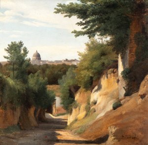 Romain-Étienne-Gabriel Prieur (La Ferté-Gaucher 1806-Parigi 1879), View of San Pietro from Via del Passo Oscuro