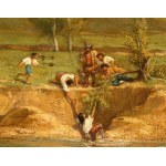 Artista attivo a Roma, XVIII - XIX secolo, Rettungsszene in der römischen Landschaft