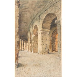 Adriano Cecchi (Prato 1850-Firenze 1936), Glimpse of the Colosseum's inner colonnade