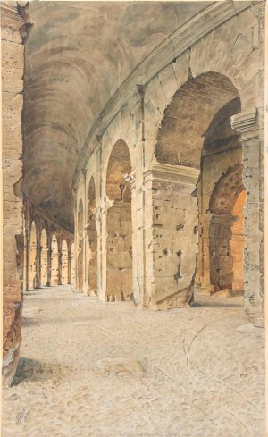 Adriano Cecchi (Prato 1850-Firenze 1936), Scorcio del colonnato interno del Colosseo