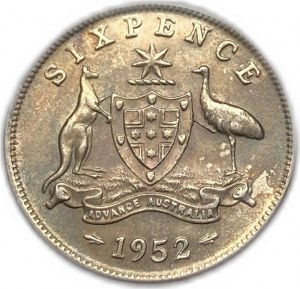 Australia, 6 pensów, 1952 r.