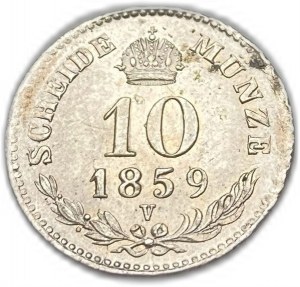 Rakousko, 10 Kreuzer, 1859 V