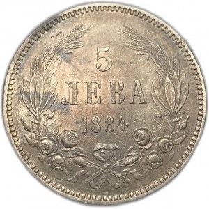 Bulharsko, 5 leva, 1884