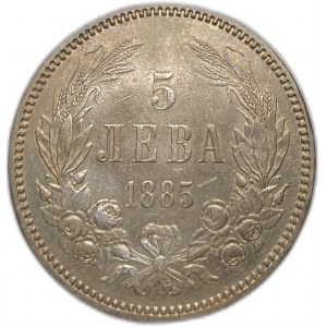 Bulgaria, 5 Leva, 1885