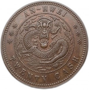 Chiny, 20 Cash 1902, prowincja Anhwei, rzadkie