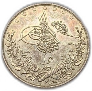 Ägypten Osmanisches Reich, 1 Qirsh, 1884 (1293/10),Extrem seltene Münze, geprägt in PROOF