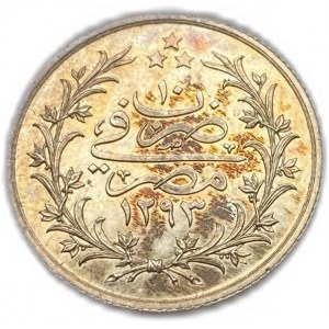 Egypt Osmanská říše, 1 Qirsh, 1884 (1293/10),Extrémně vzácná mince ražená v proofu