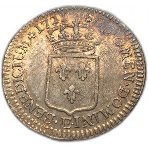 Francúzsko, 1/3 Ecu, 1721 E