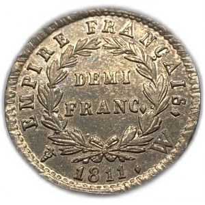 Francúzsko, 1/2 franku, 1811 W
