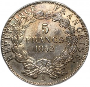 Francie, 5 franků, 1852 A