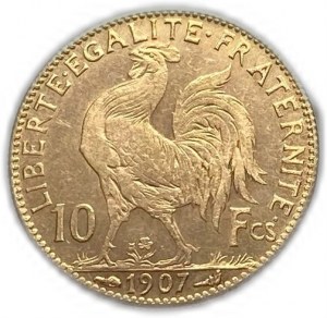 Francia, 10 franchi, 1907