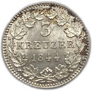 Niemcy, 3 Kreuzer, 1844 r.