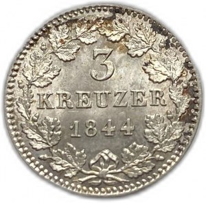 Allemagne, 3 Kreuzer, 1844